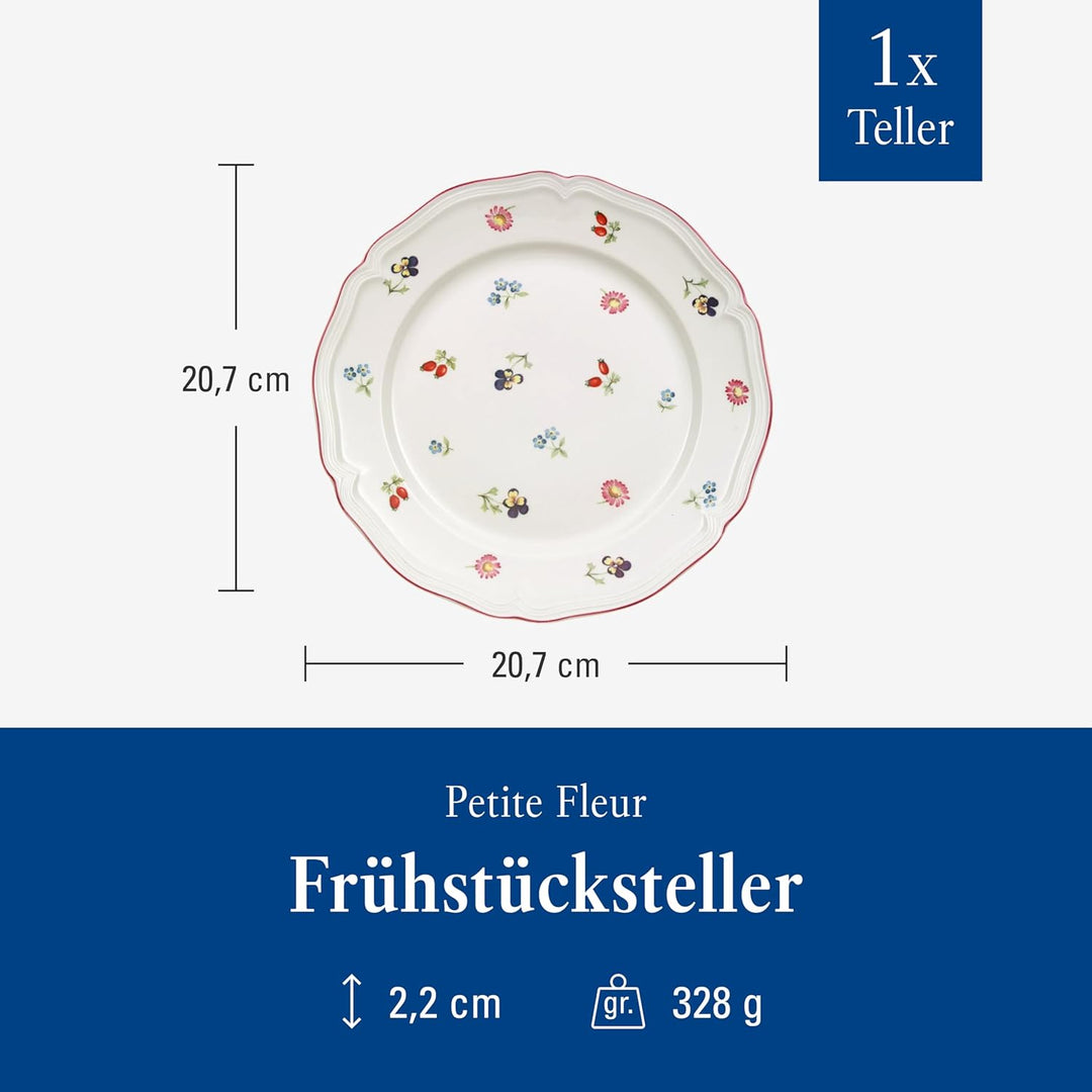 Villeroy & Boch Petite Fleur Frühstücksteller, Porzellan, weiss, 21 cm