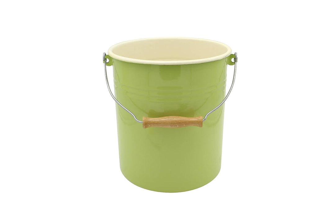 Mülleimer Juist mit Deckel emailliert, grün, 10 Liter 10 Liter Grün, 10 Liter Grün