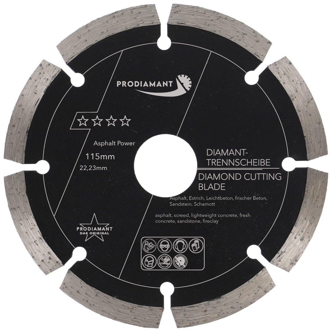 PRODIAMANT Diamantscheibe 115 mm x 22,2 mm Abrasiv für Strassen, Asphalt, Estrich, Leichtbeton, fris