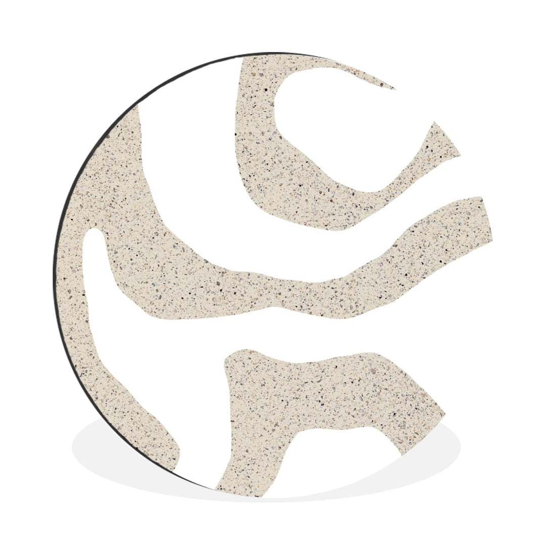 MuchoWow Wandbild Rund Wanddeko Deko Wohnzimmer Bilder 60x60 cm Abstrakt - Terrazzo - Design - Beige