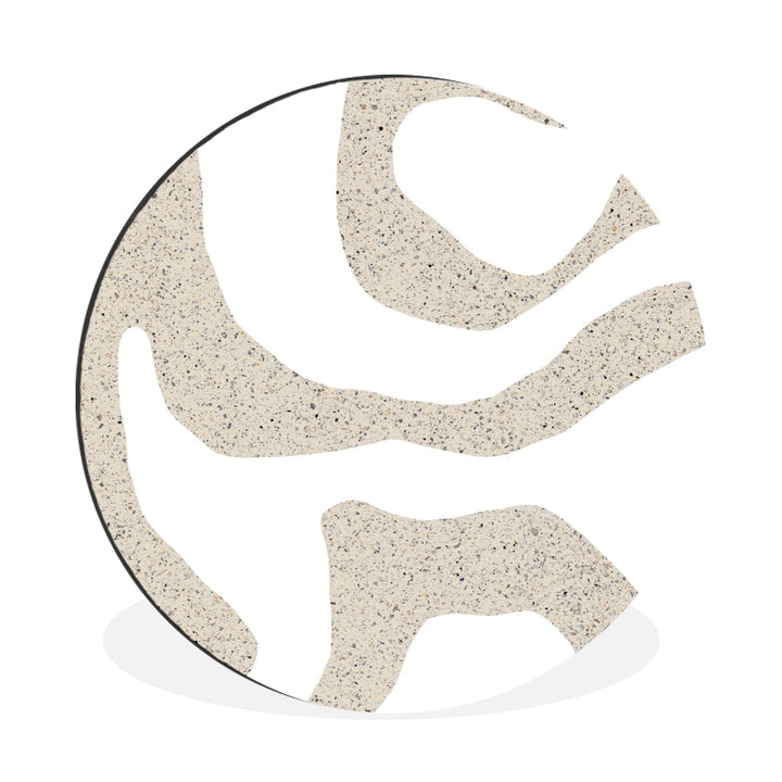 MuchoWow Wandbild Rund Wanddeko Deko Wohnzimmer Bilder 60x60 cm Abstrakt - Terrazzo - Design - Beige