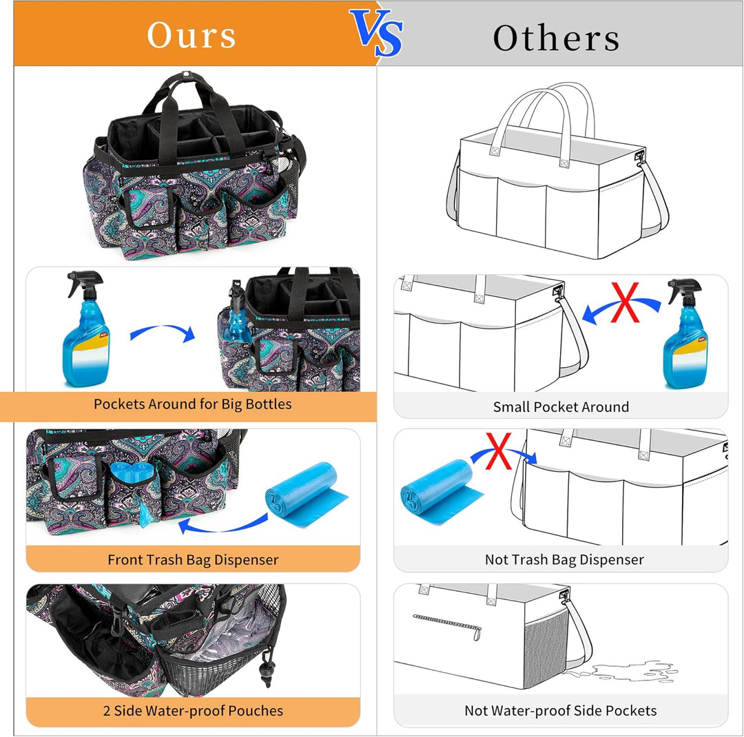 LoDrid Grosse Reinigungs-Caddy-Tasche mit Abnehmbarer Trennwand, tragbarer Reinigungs-Caddy-Organize