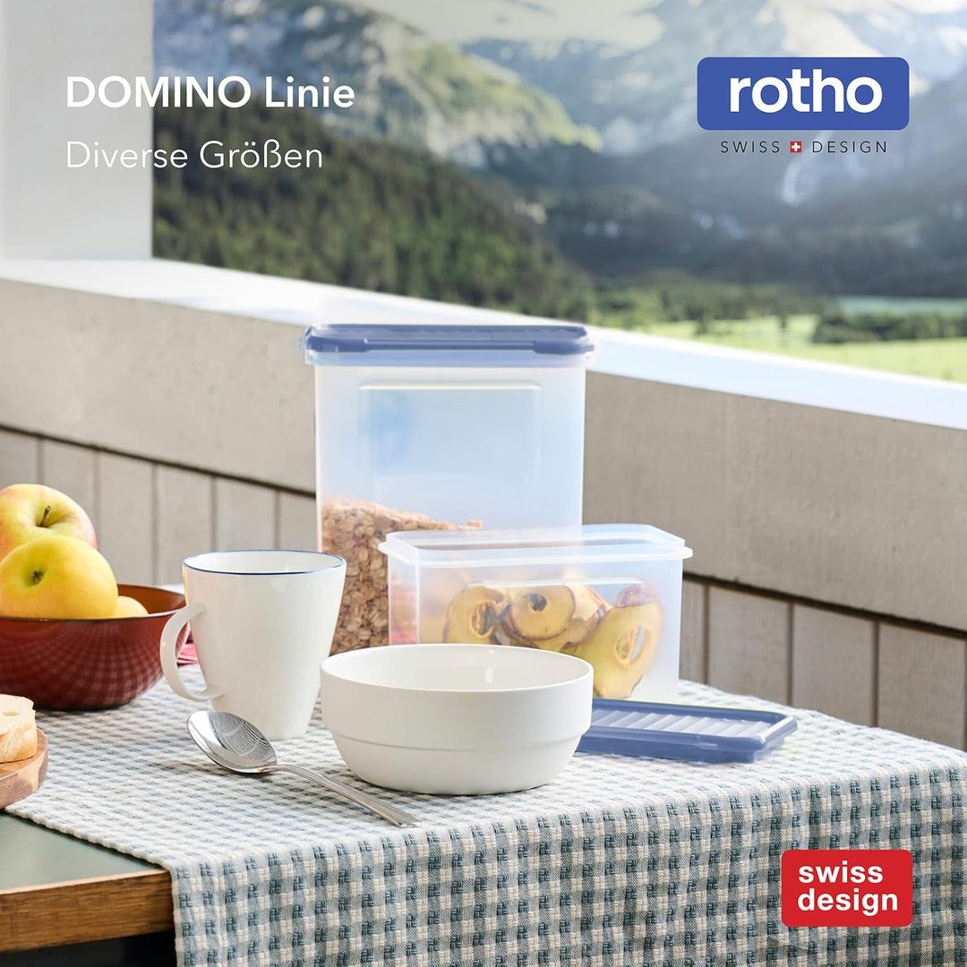 Rotho, DOMINO 18er-Set Vorratsdosen, mit dicht schliessendem Deckel, spülmaschinengeeignet, transpar