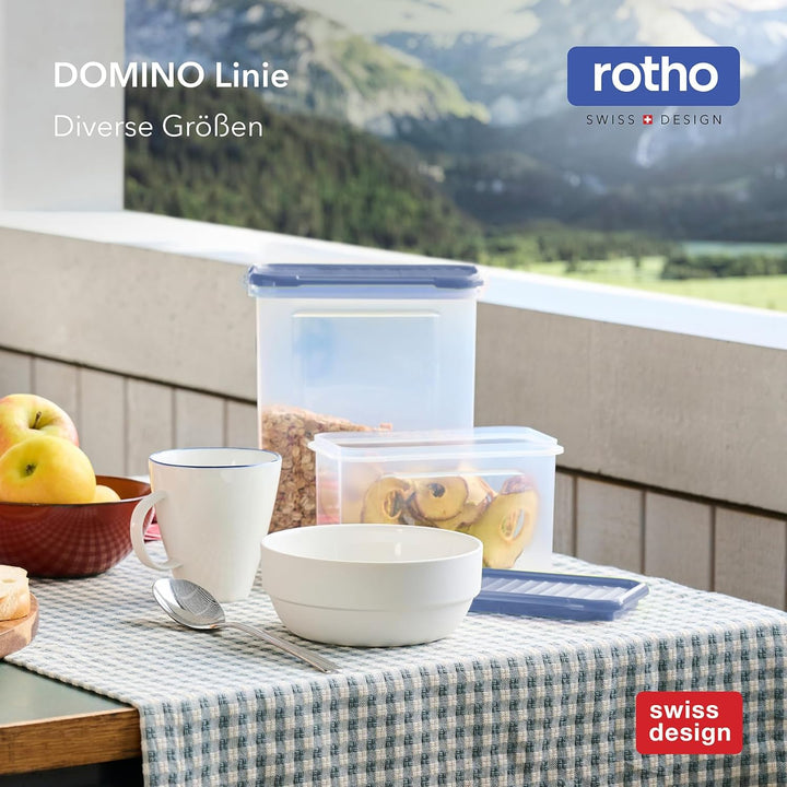 Rotho, DOMINO 18er-Set Vorratsdosen, mit dicht schliessendem Deckel, spülmaschinengeeignet, transpar