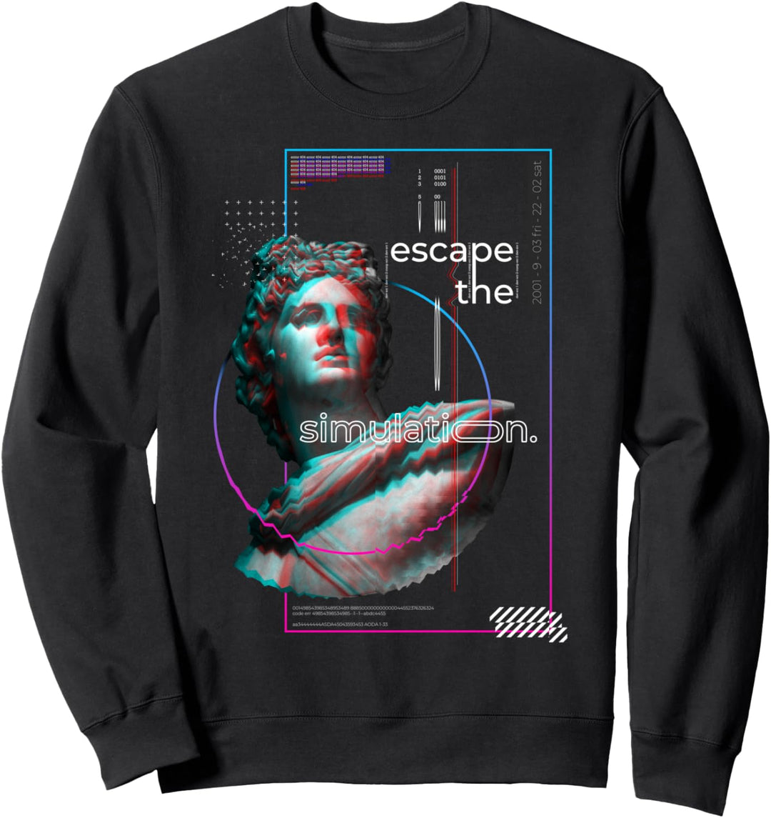 Glitch Vaporwave Griechische Apollo Streetwear Sweatshirt