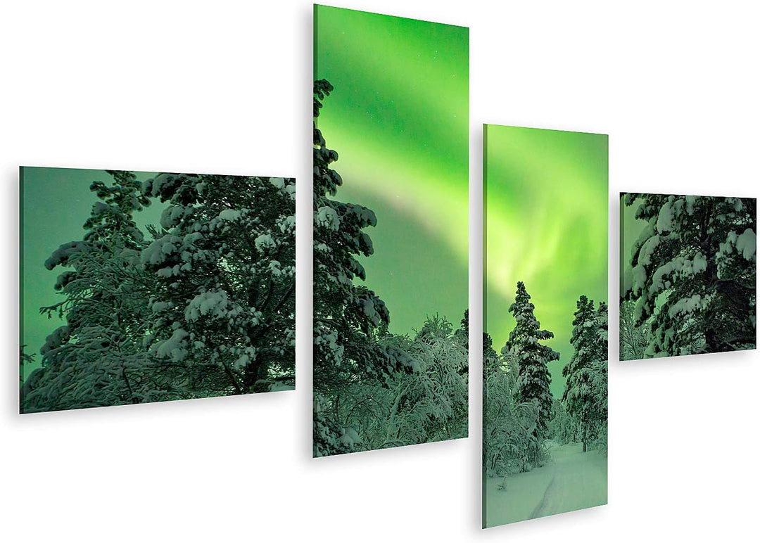 islandburner Bild auf Leinwand Spektakuläre Aurora Borealis Pfad Winterlandschaft Nordlichter Lappla