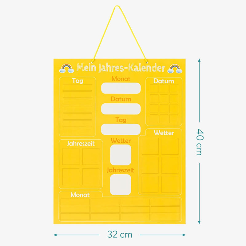 Navaris Kalender Tafel für Kinder - Lerntafel Jahreszeiten Uhr - Magnet Spiel Lernuhr - Kinderkalend