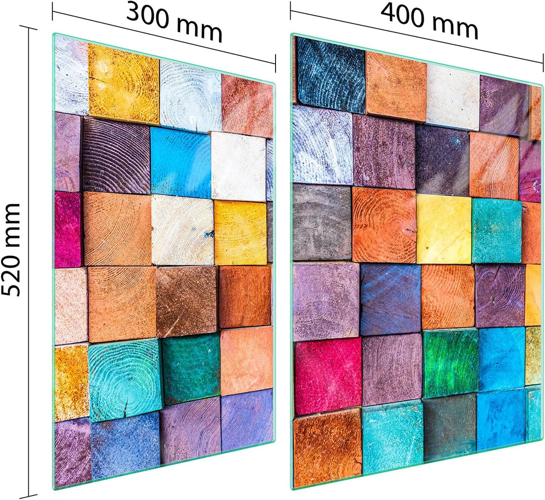 TMK ArtDeko Herdabdeckplatte 2 Teilig 30x52 + 40x52 cm - Spritzschutz Herdabdeckung – Herdschutz aus