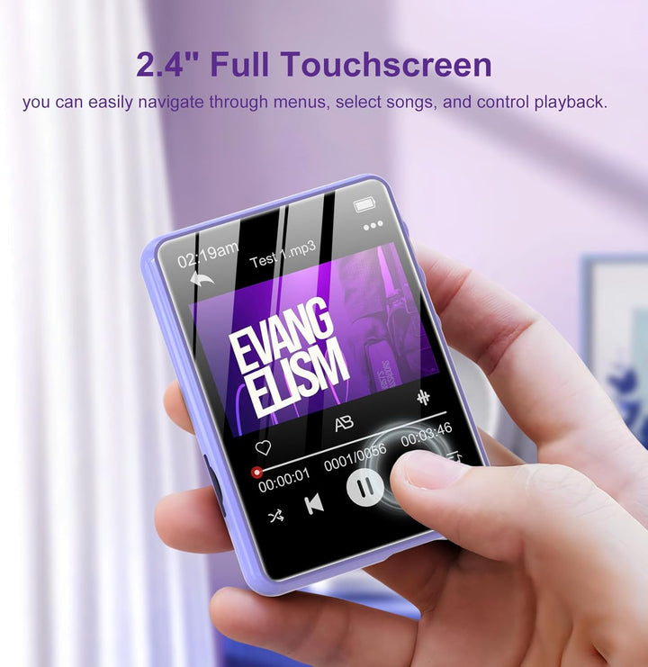 128GB MP3 Player Bluetooth 5.3, ZAQE 2.4" Full Touchscreen Tragbarer Sport MP3 Player,Eingebaute Hig