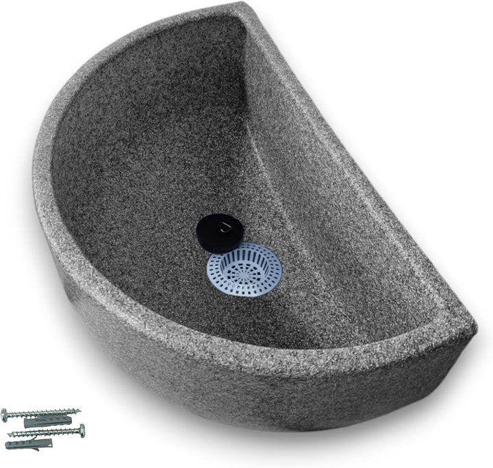 Varile Premium-Set Waschbecken Granit aus Kunststoff für Garten & Keller inkl. Abflusssieb-Haarsieb