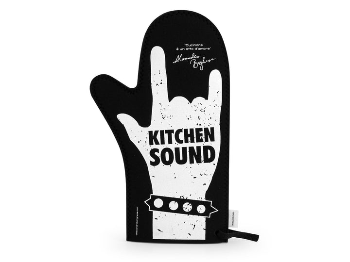 Guanto forno borghese in neoprene colore nero decori bianchi