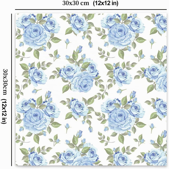 Scrapbook Papier 30x30 Scrapbook Bastelpapier mit Blumen Muster, Blau Scrapbooking Papier Frühling M
