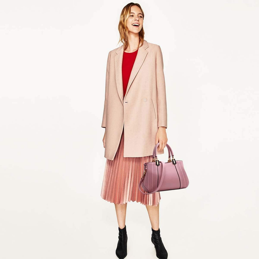NICOLE&DORIS Frau Dame Handtaschen Schultertasche Taschen Shopper Umhängetasche PU Hellrosa B, Hellr