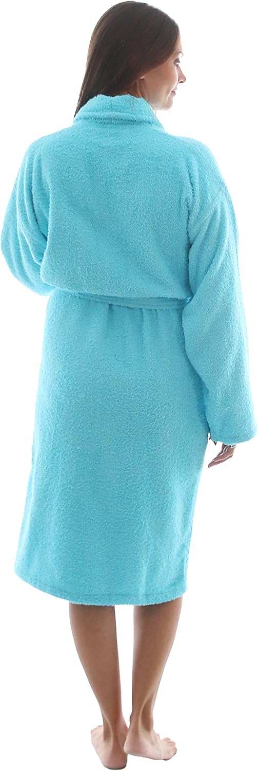 Bademantel für Damen, Herren, Unisex, Frottee 100% Baumwolle, Weicher Morgenmantel Dusche, Grössen F