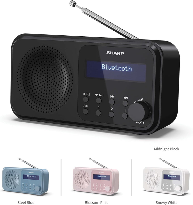 SHARP DR-P420 Portables Digitalradio (DAB/DAB+/FM mit RDS, USB, Bluetooth 5.0, 3,5mm Klinke Wecker-F