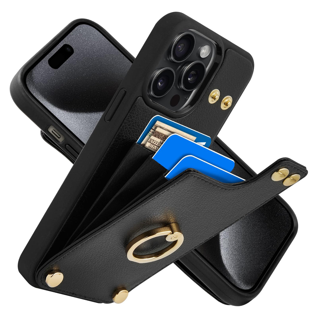 CUSTYPE iPhone 13 Pro Max Hülle, Handyhülle iPhone 13 Pro Max mit Kartenfach und Ringständer, Brieft