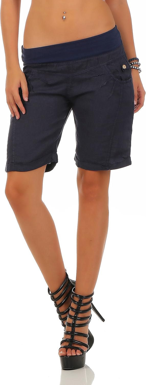 Malito Damen Bermuda aus Leinen | lässige Kurze Hose | Shorts für den Strand | Pants - Hotpants 3001