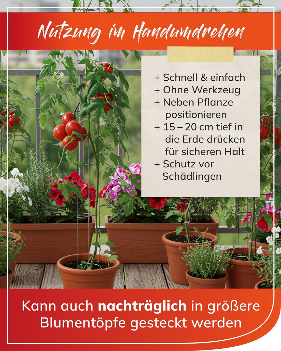 5 Stück - bellissa Tomatenturm - Tomatensäule - Rankhilfe für Tomaten und Gurken - Stütze zum Pflanz