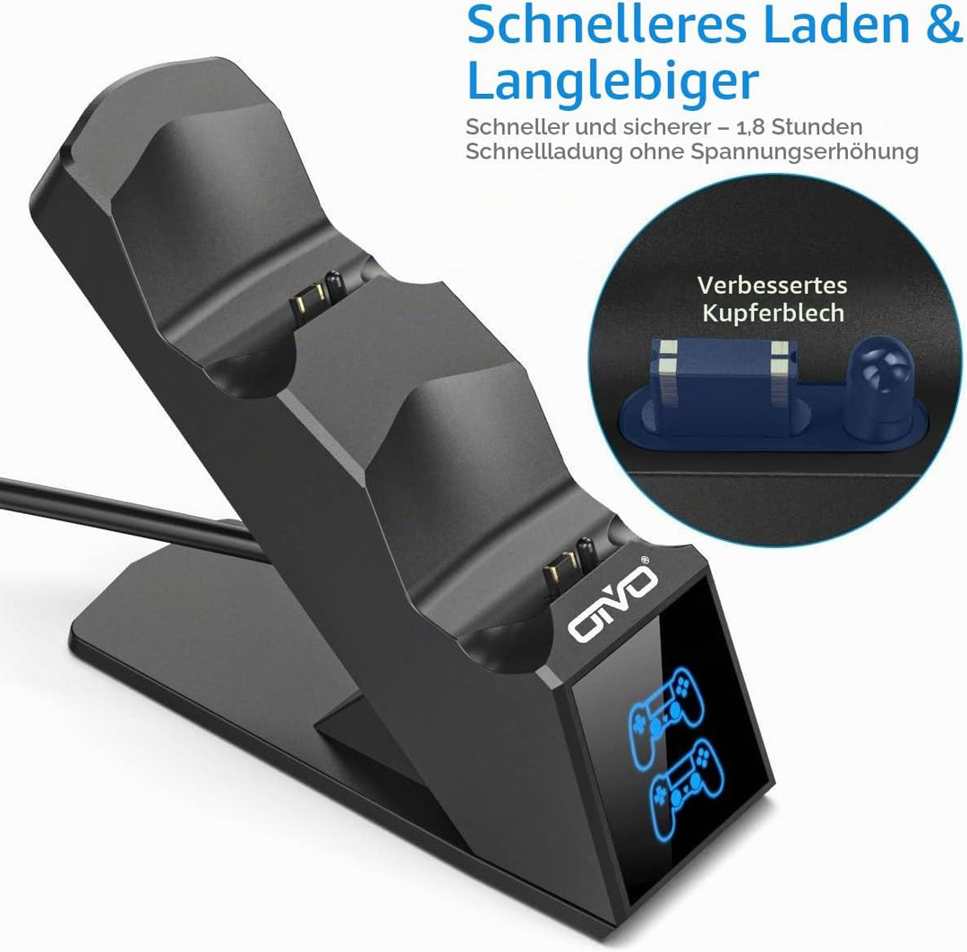 OIVO PS4 Controller Ladestation, Controller Ladestation Charger mit 1,8-Stunden-Ladechip, PS4 Ladege