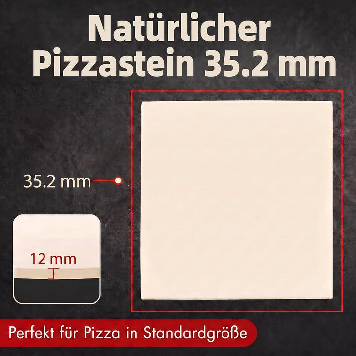 Pizzastein 35.2 x 35.2 cm aus Cordierit, 12 mm – XXL Pizzastein für Backofen, Grill &amp; Pizzaofen, hit