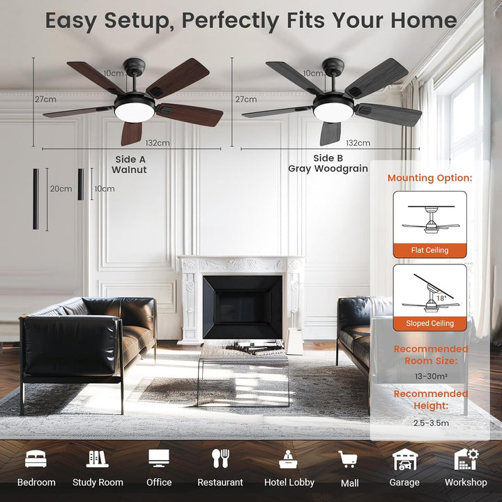BLITZWILL Deckenventilator mit Beleuchtung, Ø132cm App Steuerung & Fernbedienung Deckenventilatoren