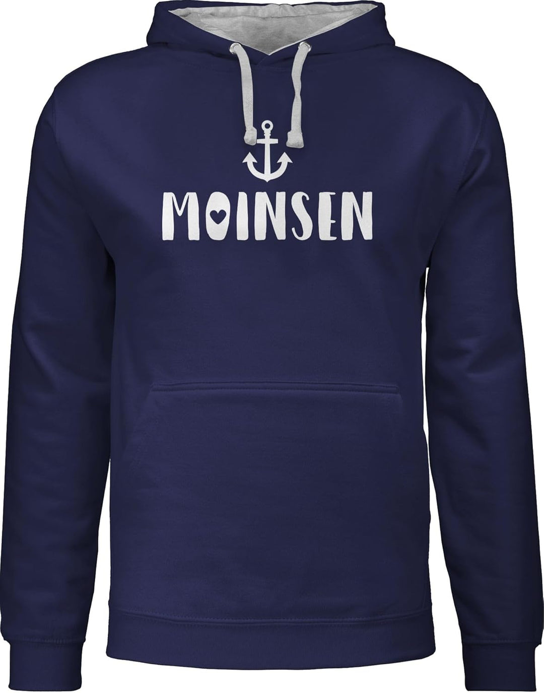 Pullover Herren Frauen Hoodie Kontrast zweifarbig - Sprüche Statement - Moinsen - M - Navy Blau/Grau