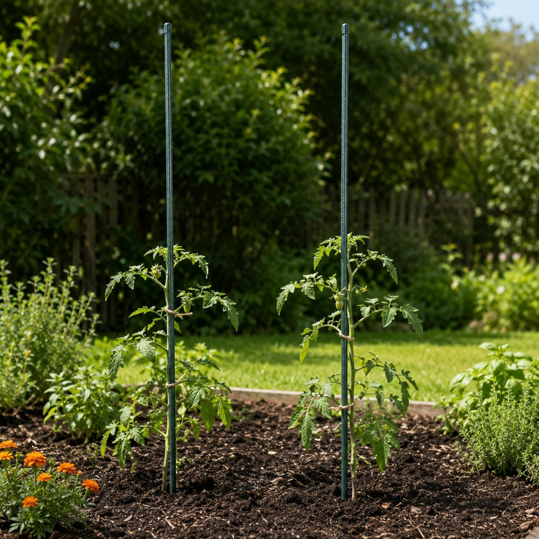 KADAX 15x Pflanzstäbe 120cm x 11mm, Blumenstütze aus Stahl, Beschichtete Pflanzstab, Pflanzen-Rankst