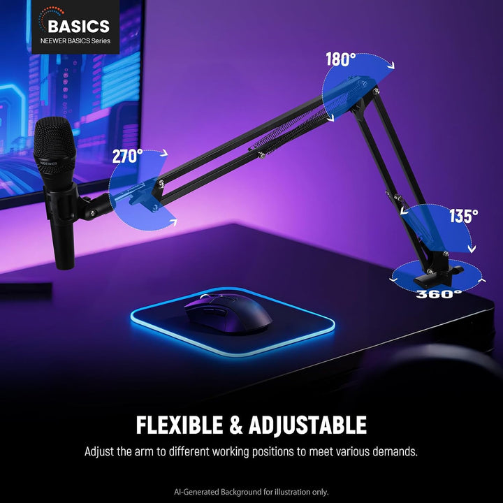 NEEWER BASICS Mikrofon Arm, Microphone Boom Arm Stand Tisch, hängende Mic Halterung für Schreibtisch