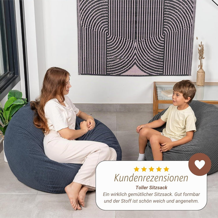 bananair - Sitzsack Kinder - Cordstoff Breit Gerippt - Weich und Bequem - Maschinenwaschbarer Bezug