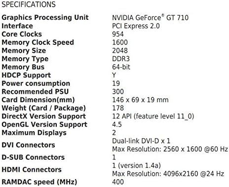 MSI GeForce GT710 GT 710 2GD3H LP MSI NVIDIA GT 710 2GB Low Profile PASSIVE Single, MSI NVIDIA GT 71