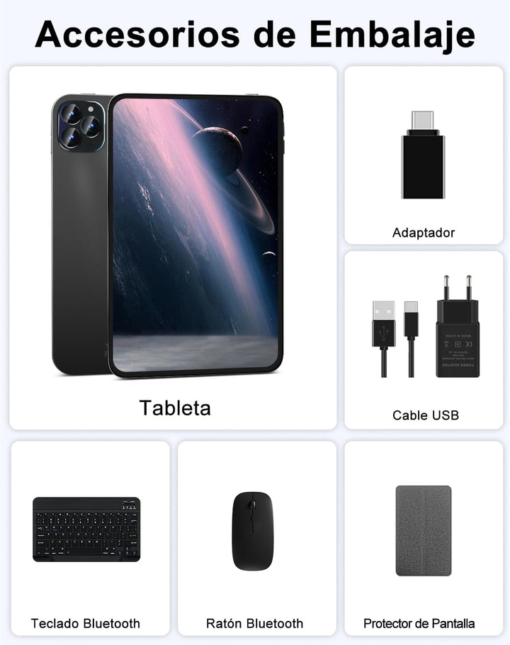 GOODTEL Android 15 Tablet 10.1 Zoll 22 GB RAM + 128 GB ROM (2 TB TF), Octa-Core, WLAN 5G, Gemini AI,