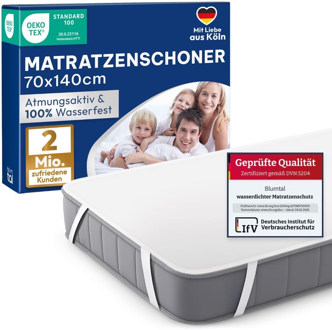 Blumtal Matratzenschoner 140x200cm 2er Set - wasserdichte Matratzenauflage 70x140cm aus 80% Baumwoll