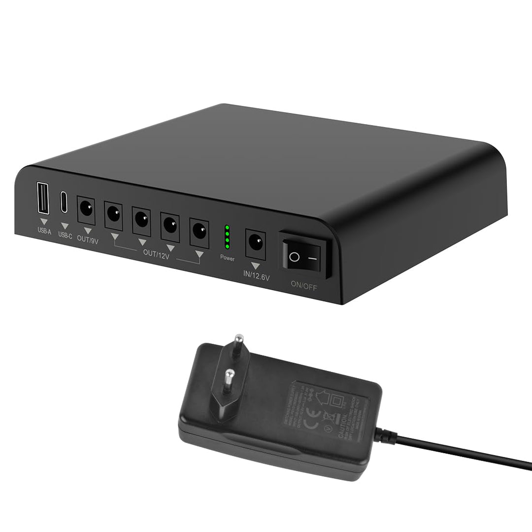 TalentCell Mini USV, Unterbrechungsfreie Stromversorgung, 12/9/5V Lithium-Ionen-Akku, wiederaufladba