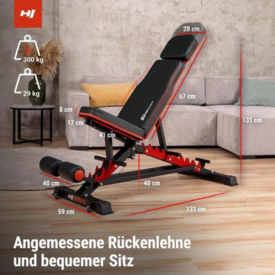 Hop-Sport Hantelbank HS-2090HB, Hantelbank vielseitig & stabil, multifunktionale und verstellbare Tr