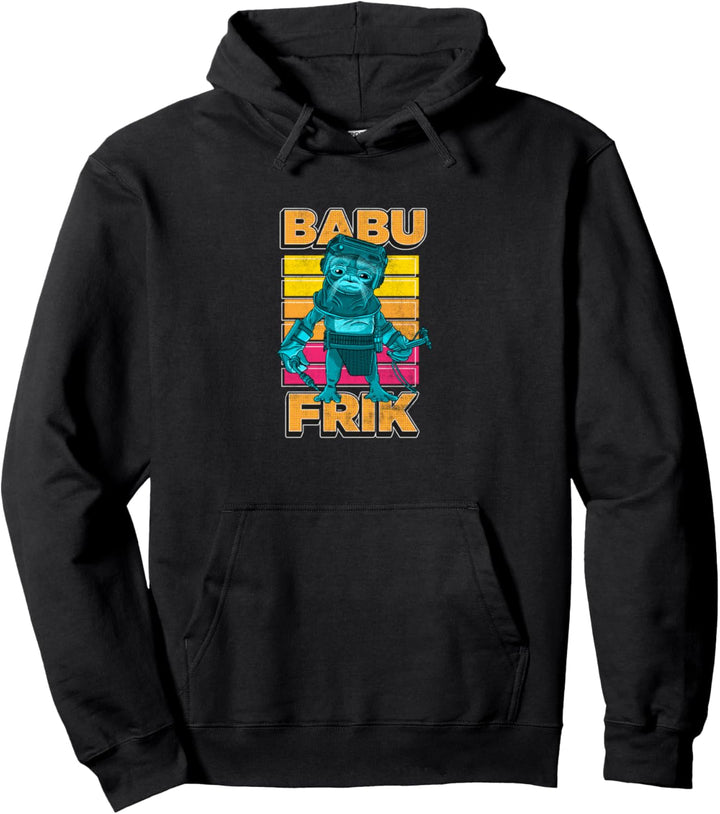 Star Wars Babu Frik Striped Background Portrait Pullover Hoodie