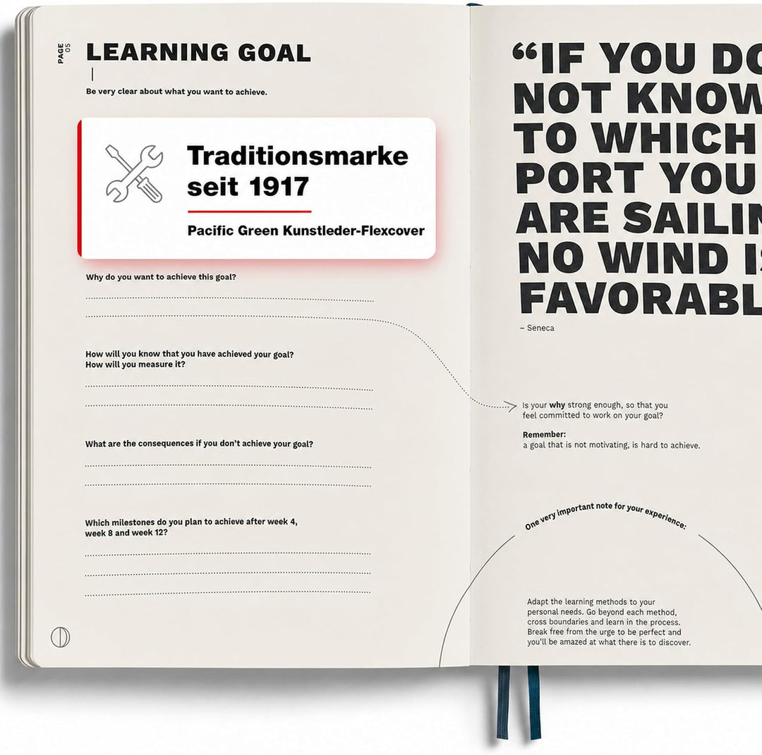 LEUCHTTURM1917 367501 Learning Journal Composition (B5), Flexcover, Pacific Green, Englisch Englisch
