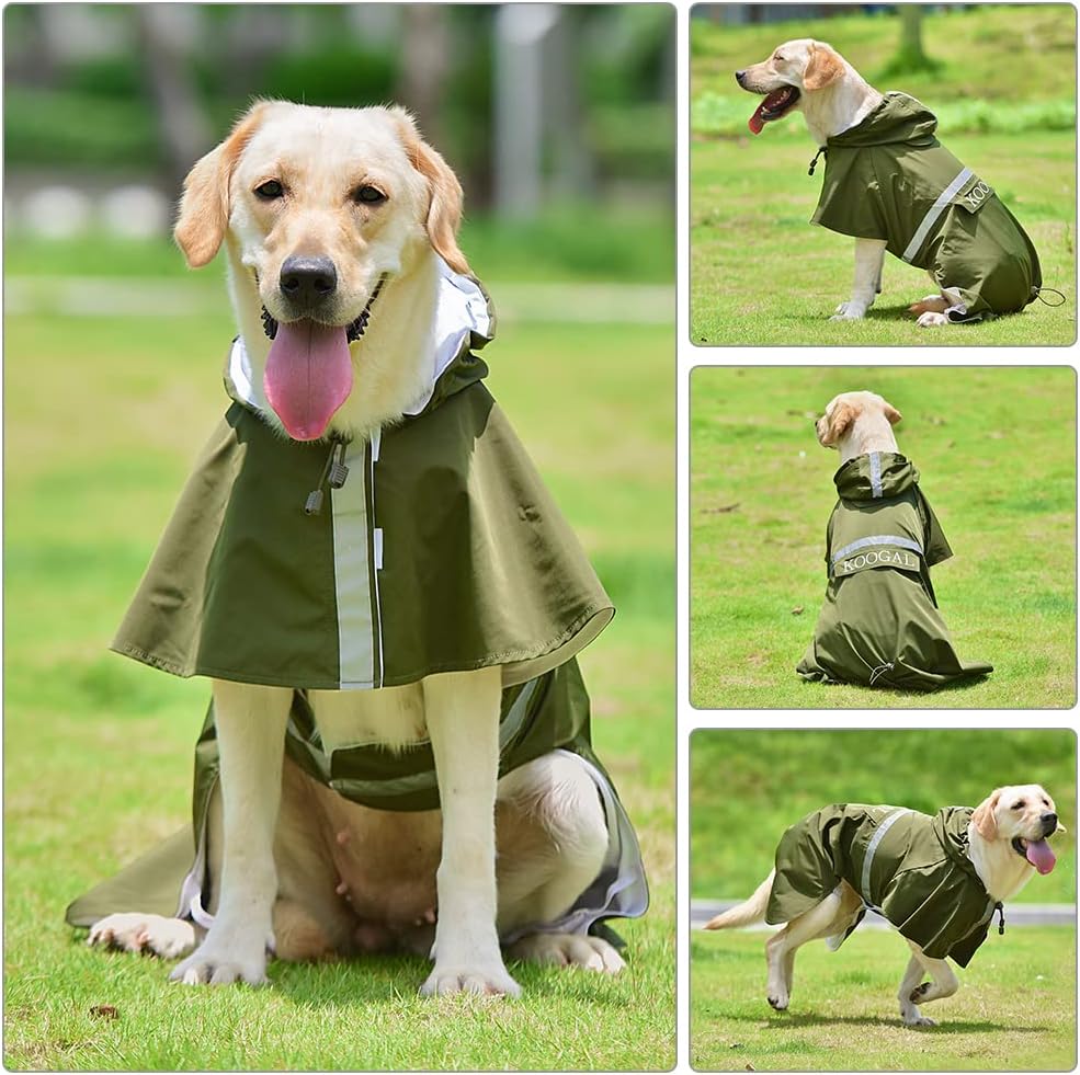Grosse Hunde Regenjacken Mit Kapuze,Hunde Regenmantel,Mit Reflektierenden Sicherheitsstreifen, Wasse