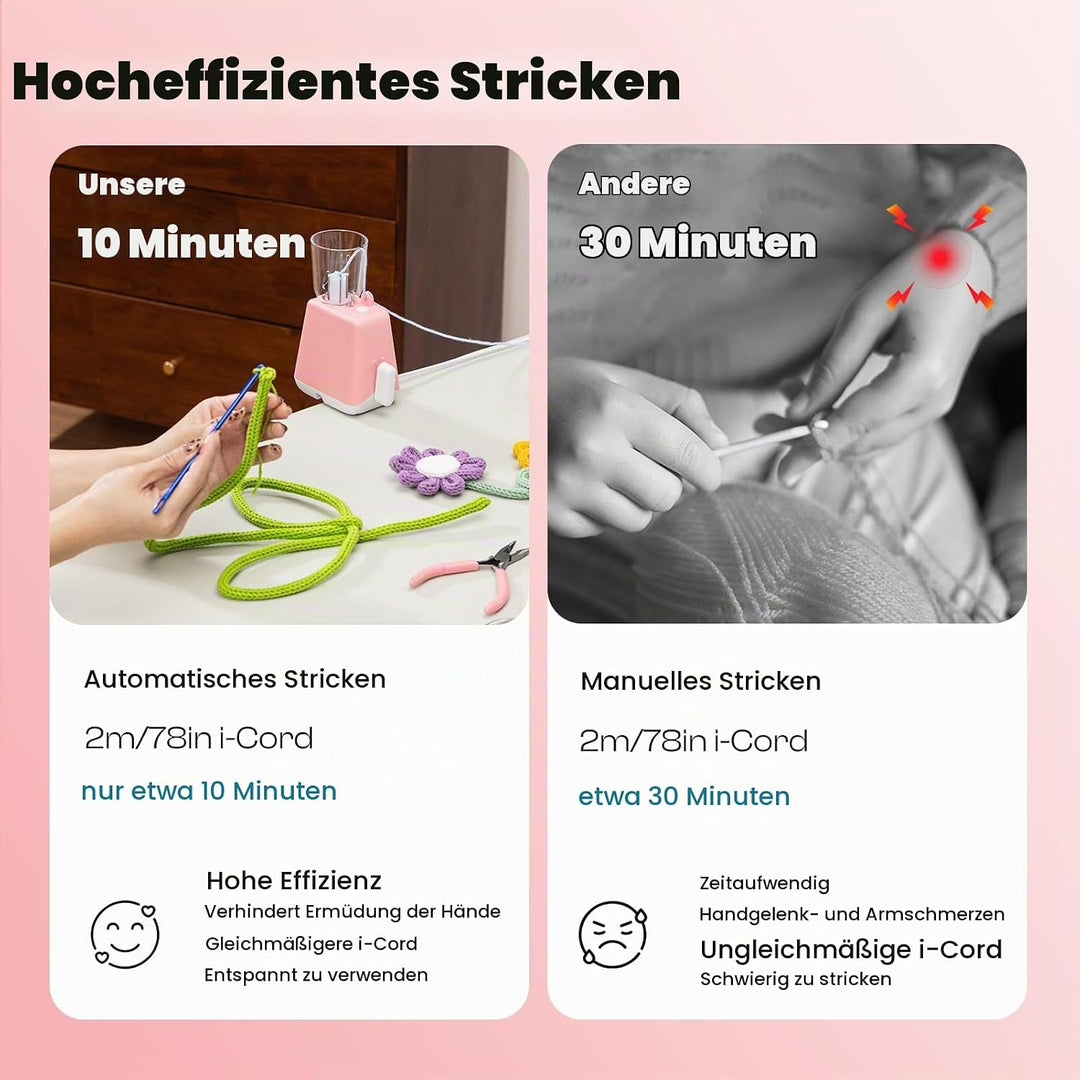 Caydo Strickmühle Kit Häkelset für Anfänger, Elektrisch Strickmaschine Set Automatische Herstellung