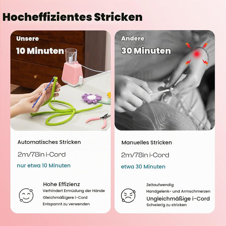 Caydo Strickmühle Kit Häkelset für Anfänger, Elektrisch Strickmaschine Set Automatische Herstellung