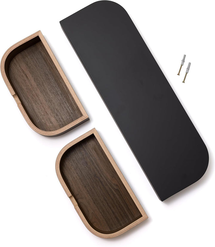 Valiai Schwebendes Regal mit 2 Schubladen - Hängendes Wandregal Holz - Kleine Wandschubladen Hängend