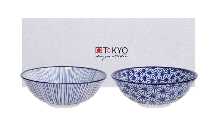 teeblume Tokyo Design Studio Nippon Blue 2-er Schalen-Set blau-weiss, Ø 21 cm, ca. 1000 ml, asiatisc
