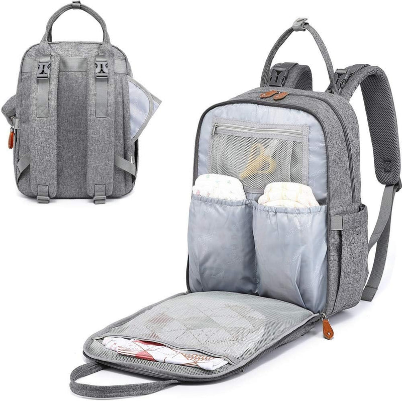 BabbleRoo Baby Wickeltasche/Rucksack, Wickelrucksack lässige Wickeltaschen Grau, Grau