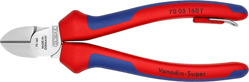 Knipex Seitenschneider verchromt, mit Mehrkomponenten-Hüllen, mit Befestigungsöse zum Anbringen eine