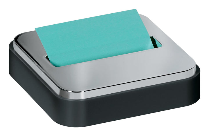 Post-it Notizspender mit Post-it Pop-Up-Notizen, schwarzer Boden mit Stahloberseite, 1 Aqua-Spritzer