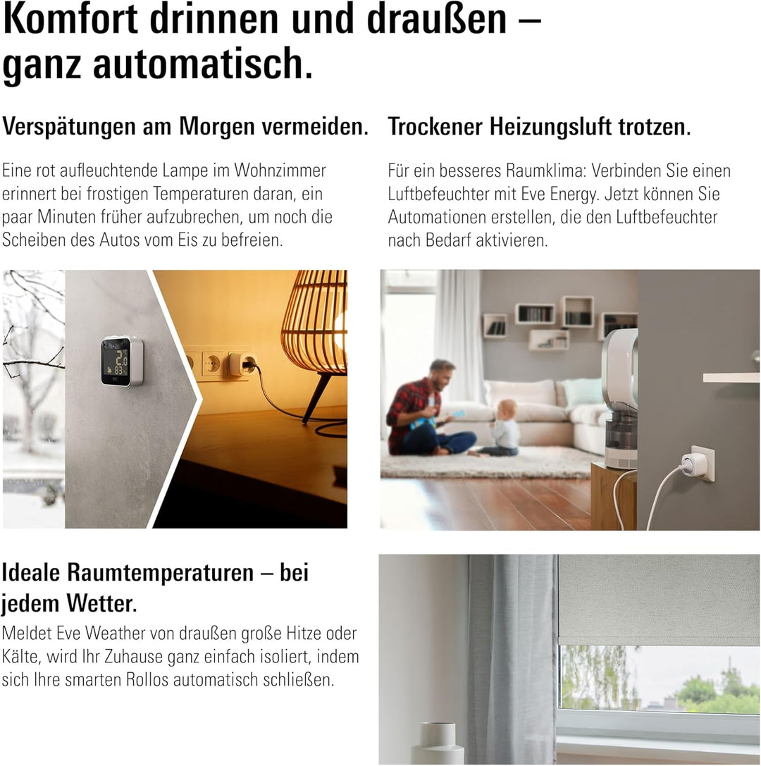 Eve Weather - Smarte Wetterstation (Matter) zum Überwachen von Temperatur, Luftfeuchtigkeit,Wettertr