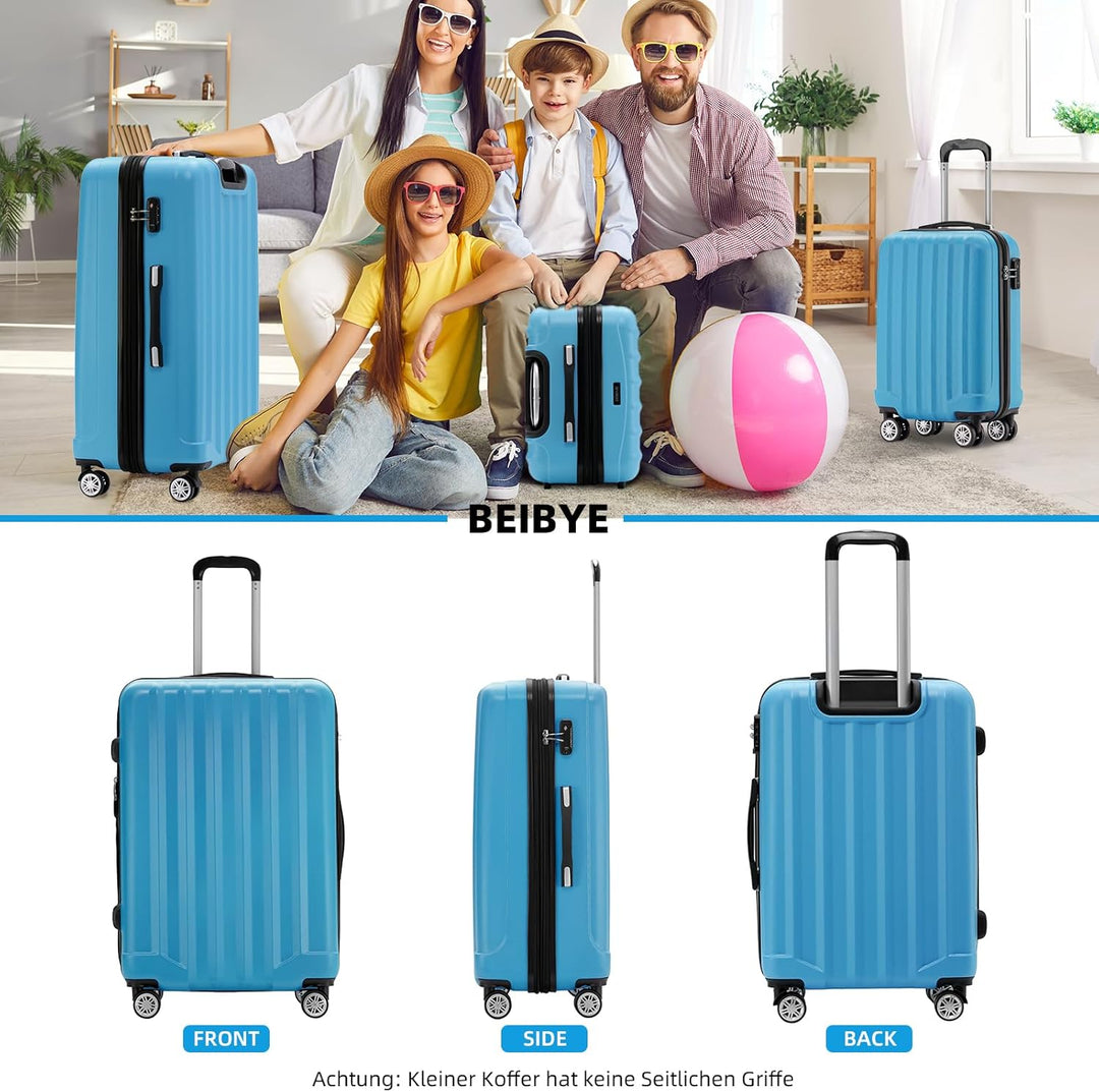 BEIBYE TSA-Schloss 2080 Zwillingsrollen 3 TLG. Reisekofferset Koffer Kofferset Trolley Trolleys Hart