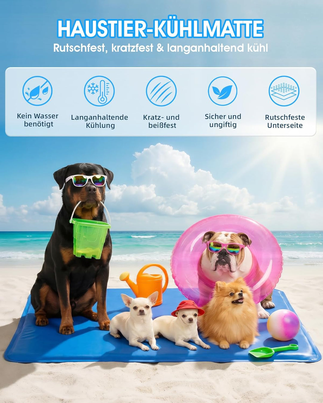 petnf Kühlmatte Für Hunde gross, Kühlmatte Hund Selbstkühlend für Grosse Mittelgrosse Haustiere, Küh