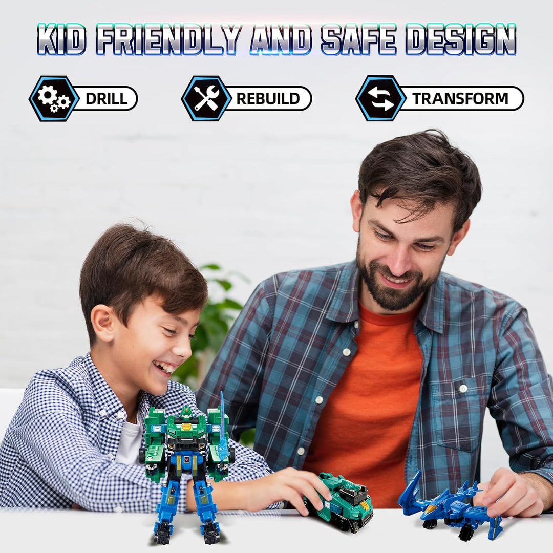 2 in 1 Transforming Roboter Stego Blast Wing, 7,28 Zoll, Roboter Spielzeug für Kinder, Chariot und T