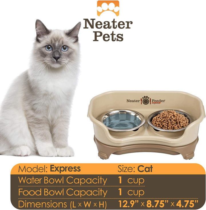 Neater Feeder Express – Erhöhte Katzennäpfe – Erhöhter Katzenfutterspender aus Edelstahl (Katze, Cap