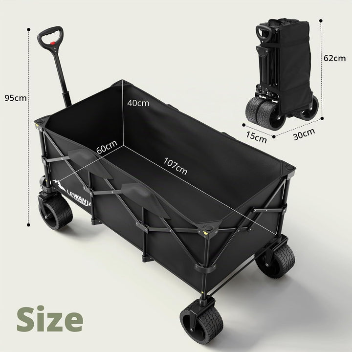 LEWANJA 250L Bollerwagen Faltbar, Robuster Handwagen mit 200kg Tragkraft, Breite Räder mit Bremse &amp;